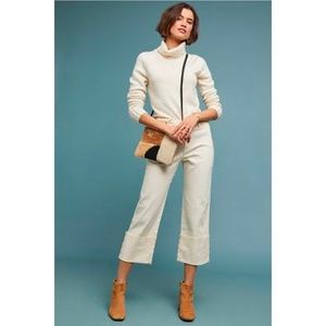 Anthropologie Pilcro Cream High-Rise Slim Straight Jeans